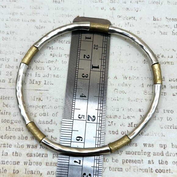 Rare Silpada Sterling Silver Perfect Mix Brass Stretch Bracelet Signed H… - Picture 6 of 9